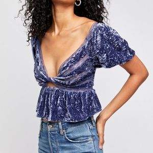 Purple velvet twist front top